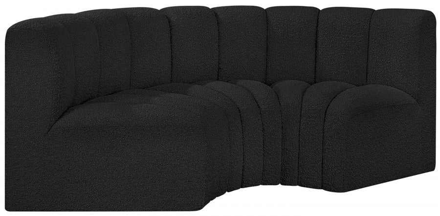 Meridian Furniture - Arc Vegan Leather Modular Sofa in Black - 102Black-S3C - GreatFurnitureDeal