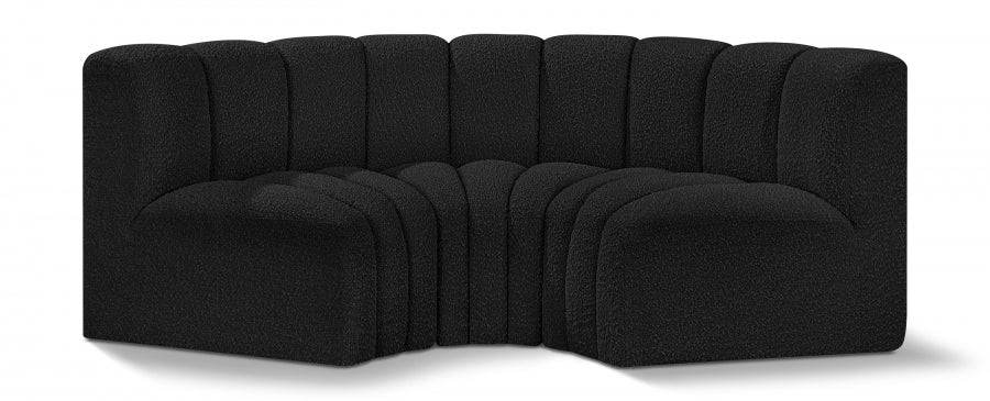 Meridian Furniture - Arc Vegan Leather Modular Sofa in Black - 102Black-S3C - GreatFurnitureDeal