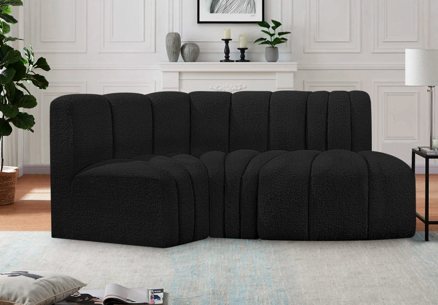 Meridian Furniture - Arc Vegan Leather Modular Sofa in Black - 102Black-S3D - GreatFurnitureDeal