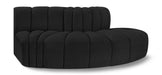 Meridian Furniture - Arc Vegan Leather Modular Sofa in Black - 102Black-S3E - GreatFurnitureDeal