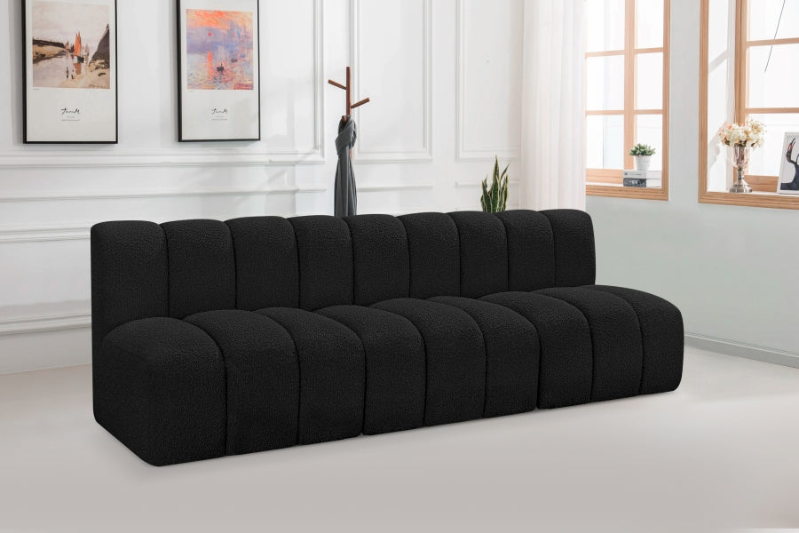 Meridian Furniture - Arc Vegan Leather Modular Sofa in Black - 102Black-S3F - GreatFurnitureDeal