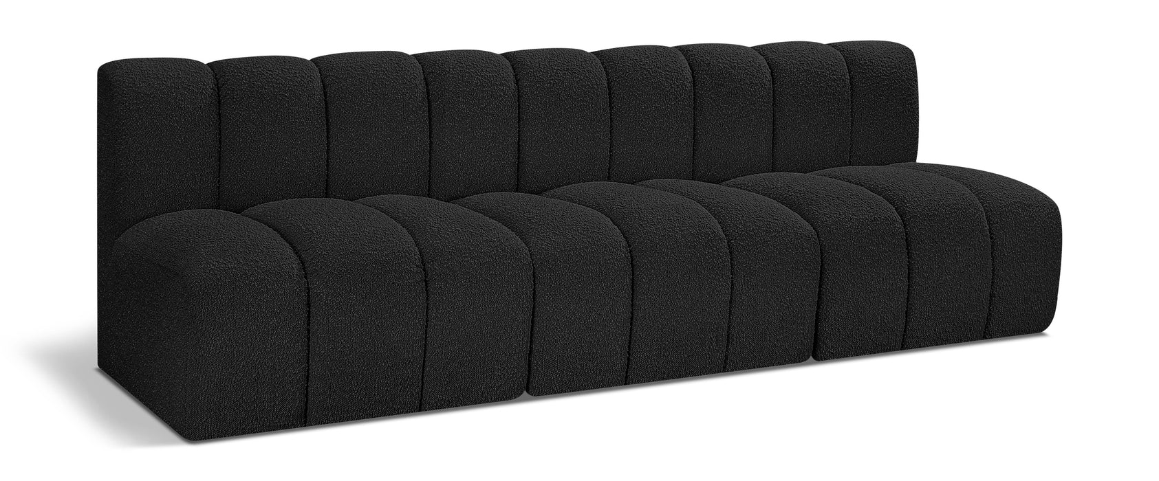 Meridian Furniture - Arc Vegan Leather Modular Sofa in Black - 102Black-S3F - GreatFurnitureDeal