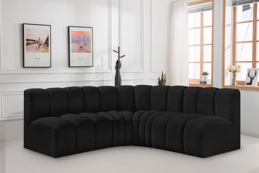 Meridian Furniture - Arc Vegan Leather 4 Piece Modular Sectional in Black - 102Black-S4B - GreatFurnitureDeal