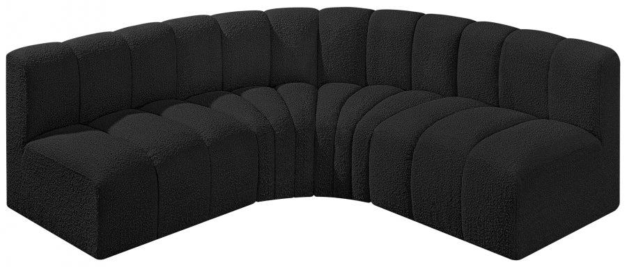 Meridian Furniture - Arc Vegan Leather 4 Piece Modular Sectional in Black - 102Black-S4B - GreatFurnitureDeal