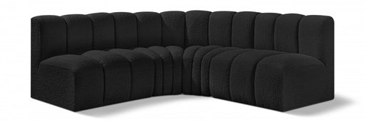 Meridian Furniture - Arc Vegan Leather 4 Piece Modular Sectional in Black - 102Black-S4B - GreatFurnitureDeal