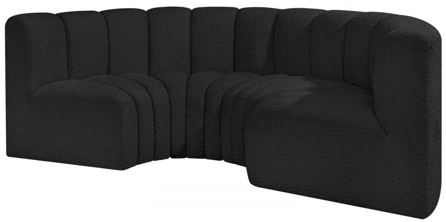 Meridian Furniture - Arc Vegan Leather 4 Piece Modular Sectional in Black - 102Black-S4C - GreatFurnitureDeal