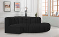 Meridian Furniture - Arc Vegan Leather 4 Piece Modular Sectional in Black - 102Black-S4D - GreatFurnitureDeal