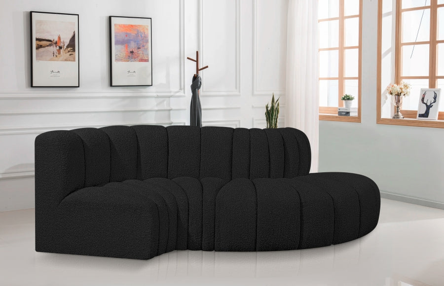 Meridian Furniture - Arc Vegan Leather 4 Piece Modular Sectional in Black - 102Black-S4D - GreatFurnitureDeal