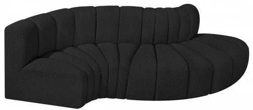 Meridian Furniture - Arc Vegan Leather 4 Piece Modular Sectional in Black - 102Black-S4D - GreatFurnitureDeal