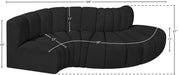 Meridian Furniture - Arc Vegan Leather 4 Piece Modular Sectional in Black - 102Black-S4D - GreatFurnitureDeal