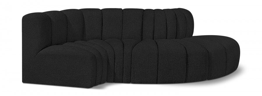 Meridian Furniture - Arc Vegan Leather 4 Piece Modular Sectional in Black - 102Black-S4D - GreatFurnitureDeal