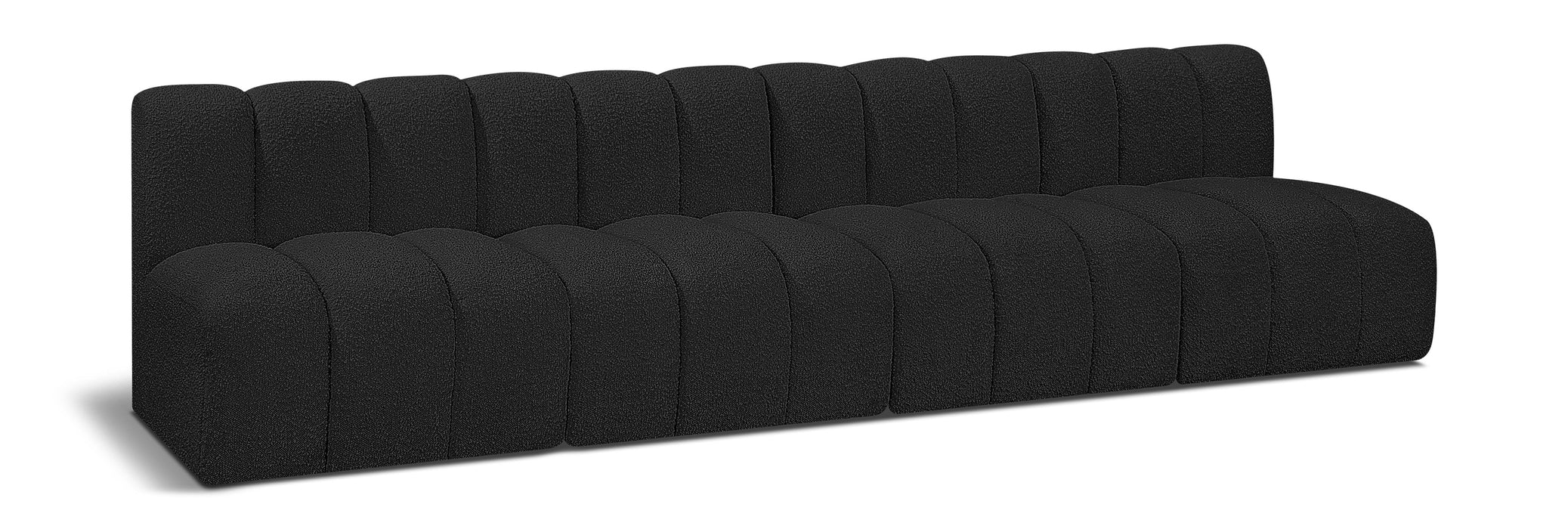 Meridian Furniture - Arc Vegan Leather 4 Piece Modular Sectional in Black - 102Black-S4E - GreatFurnitureDeal