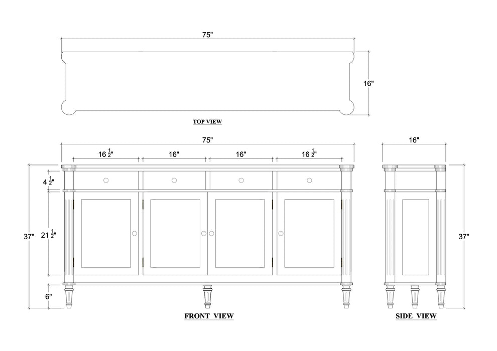 Bramble - Kelly 4 Door 4 Drawer Buffet - BR-28210 - GreatFurnitureDeal
