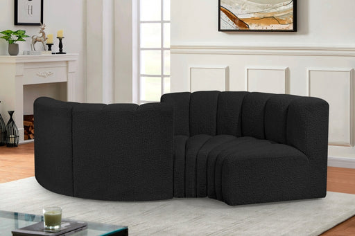 Meridian Furniture - Arc Vegan Leather 4 Piece Modular Sectional in Black - 102Black-S4F - GreatFurnitureDeal