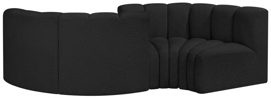 Meridian Furniture - Arc Vegan Leather 4 Piece Modular Sectional in Black - 102Black-S4F - GreatFurnitureDeal