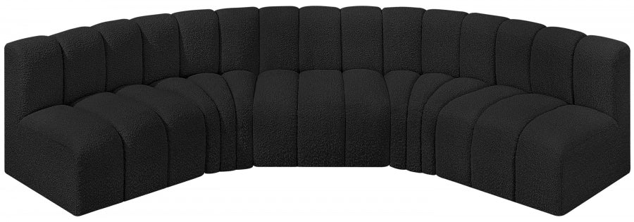 Meridian Furniture - Arc Boucle Leather 5 Piece Modular Sectional in Black - 102Black-S5A - GreatFurnitureDeal