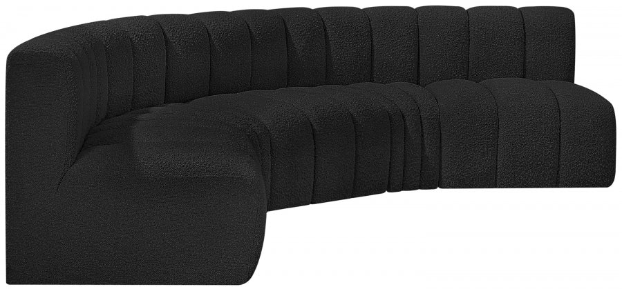 Meridian Furniture - Arc Boucle Leather 5 Piece Modular Sectional in Black - 102Black-S5A - GreatFurnitureDeal