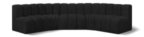 Meridian Furniture - Arc Boucle Leather 5 Piece Modular Sectional in Black - 102Black-S5A - GreatFurnitureDeal