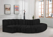 Meridian Furniture - Arc Boucle Leather 5 Piece Modular Sectional in Black - 102Black-S5B - GreatFurnitureDeal