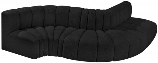 Meridian Furniture - Arc Boucle Leather 5 Piece Modular Sectional in Black - 102Black-S5B - GreatFurnitureDeal