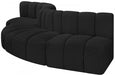 Meridian Furniture - Arc Boucle Leather 5 Piece Modular Sectional in Black - 102Black-S5B - GreatFurnitureDeal