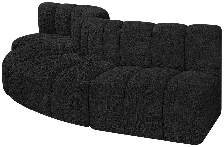 Meridian Furniture - Arc Boucle Leather 5 Piece Modular Sectional in Black - 102Black-S5B - GreatFurnitureDeal