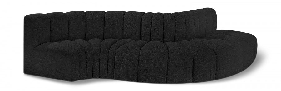 Meridian Furniture - Arc Boucle Leather 5 Piece Modular Sectional in Black - 102Black-S5B - GreatFurnitureDeal