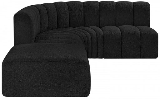 Meridian Furniture - Arc Boucle Leather 5 Piece Modular Sectional in Black - 102Black-S5C - GreatFurnitureDeal