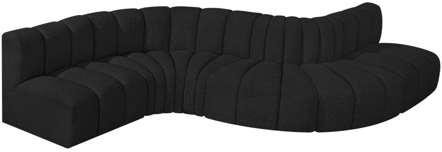 Meridian Furniture - Arc Boucle Leather 6 Piece Modular Sectional in Black - 102Black-S6A - GreatFurnitureDeal