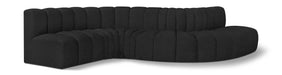 Meridian Furniture - Arc Boucle Leather 6 Piece Modular Sectional in Black - 102Black-S6A - GreatFurnitureDeal