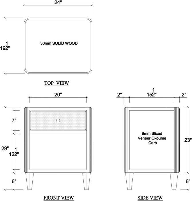 Bramble - Lexington 1 Drawer Bedside Table w/ Rattan - BR-28216 - GreatFurnitureDeal