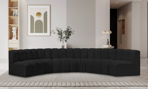 Meridian Furniture - Arc Boucle Leather 6 Piece Modular Sectional in Black - 102Black-S6B - GreatFurnitureDeal