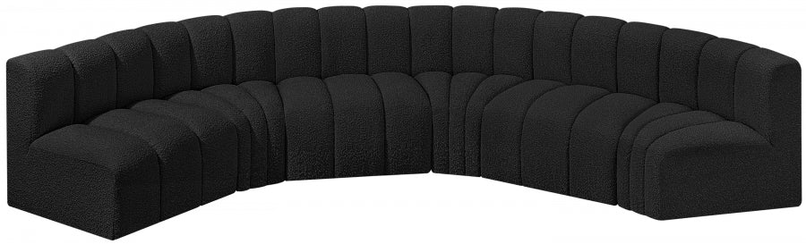 Meridian Furniture - Arc Boucle Leather 6 Piece Modular Sectional in Black - 102Black-S6B - GreatFurnitureDeal