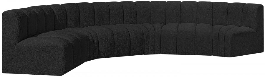 Meridian Furniture - Arc Boucle Leather 6 Piece Modular Sectional in Black - 102Black-S6B - GreatFurnitureDeal