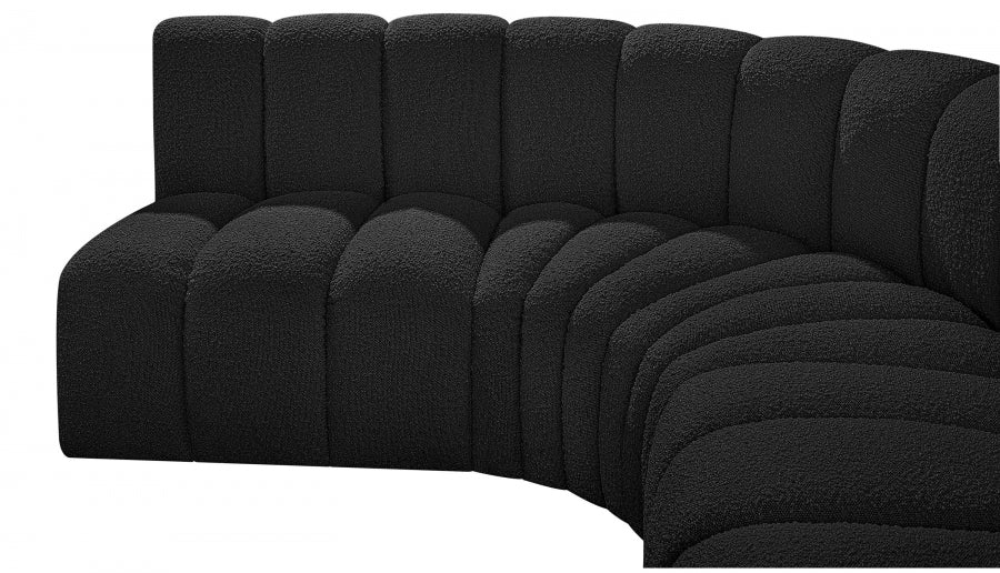 Meridian Furniture - Arc Boucle Leather 6 Piece Modular Sectional in Black - 102Black-S6B - GreatFurnitureDeal