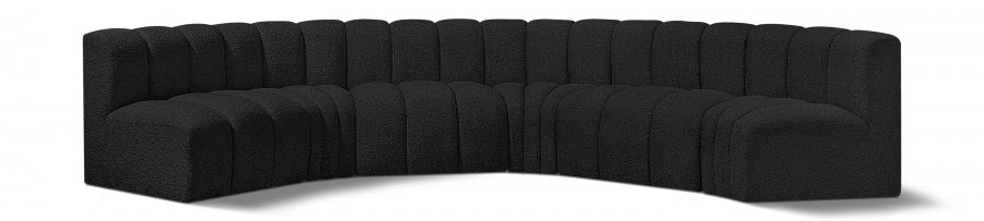 Meridian Furniture - Arc Boucle Leather 6 Piece Modular Sectional in Black - 102Black-S6B - GreatFurnitureDeal