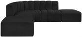 Meridian Furniture - Arc Boucle Leather 6 Piece Modular Sectional in Black - 102Black-S6C - GreatFurnitureDeal