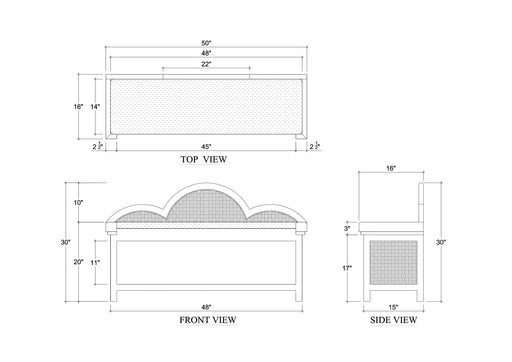 Bramble - Chloe Bench w/ Rattan & Seat Cushion - BR-28218 - GreatFurnitureDeal