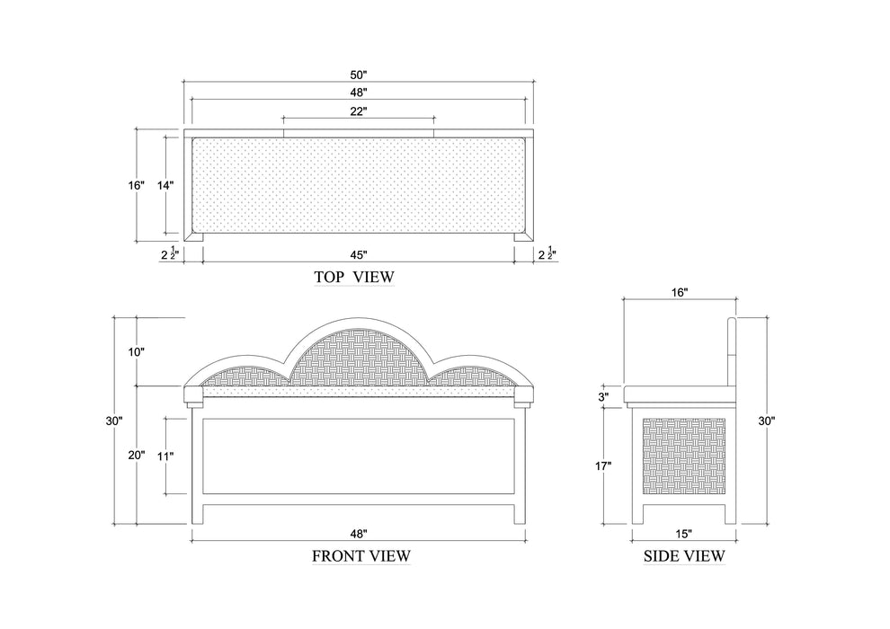 Bramble - Chloe Bench w/ Rattan & Seat Cushion - BR-28218 - GreatFurnitureDeal