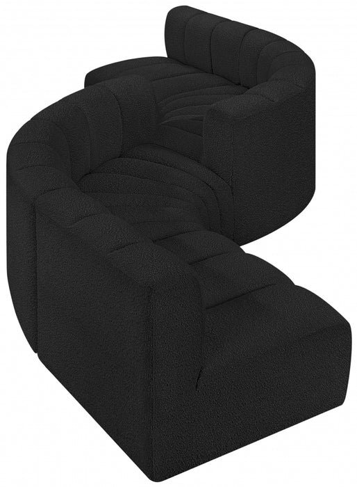 Meridian Furniture - Arc Boucle Leather 6 Piece Modular Sectional in Black - 102Black-S6D