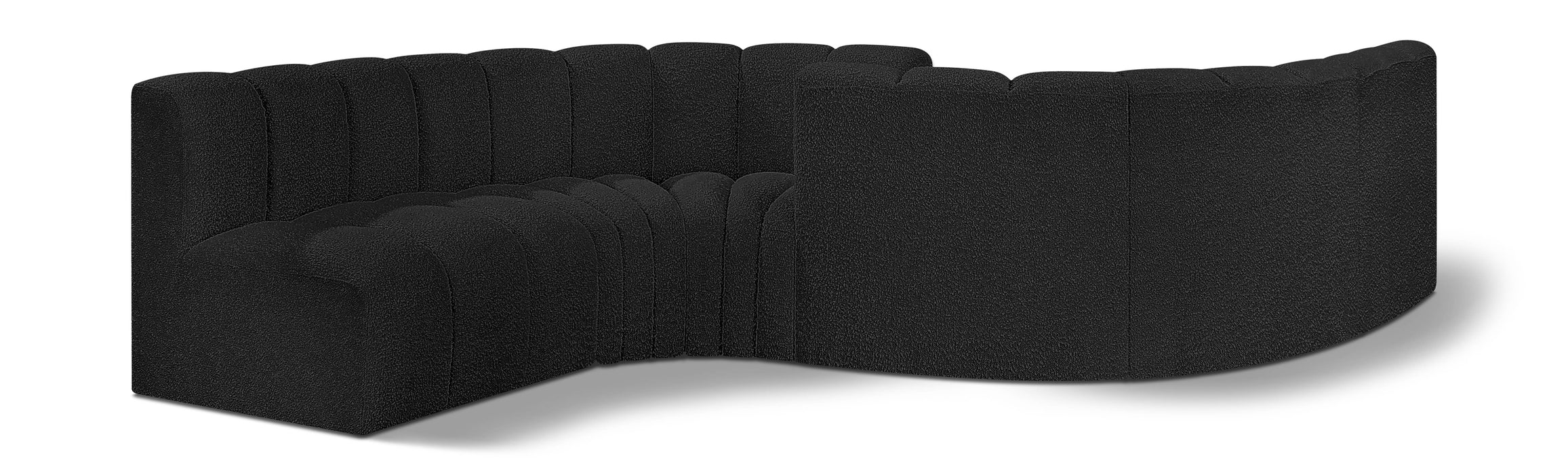 Meridian Furniture - Arc Boucle Leather 6 Piece Modular Sectional in Black - 102Black-S6D