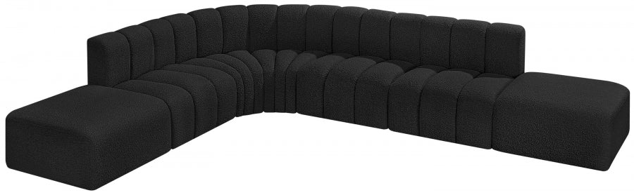 Meridian Furniture - Arc Boucle Leather 7 Piece Modular Sectional in Black - 102Black-S7A