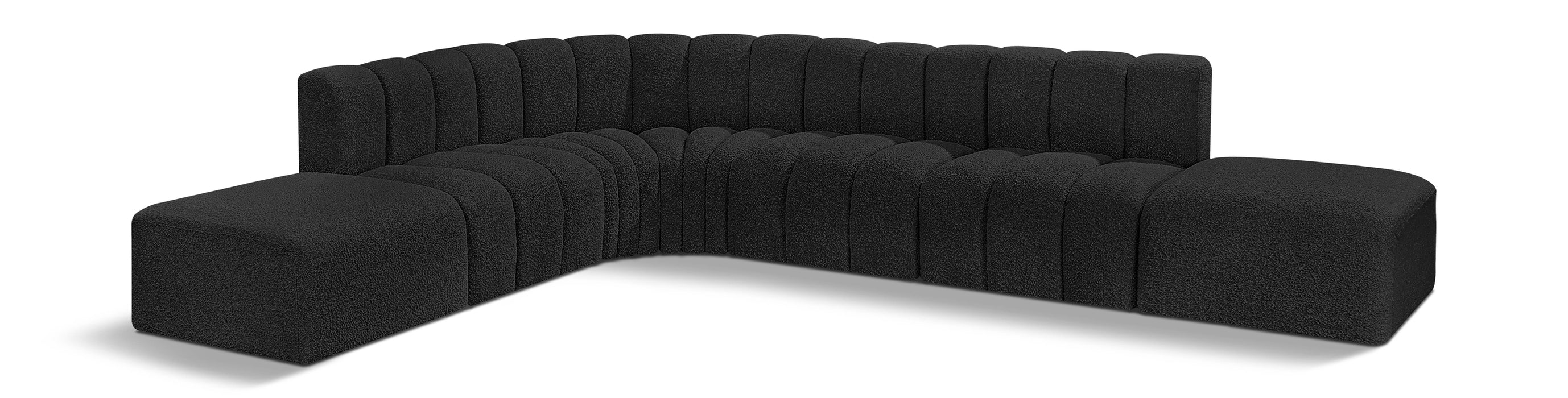 Meridian Furniture - Arc Boucle Leather 7 Piece Modular Sectional in Black - 102Black-S7A