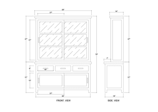 Bramble - Madrone Sliding Door Display Cabinet w/ 3 Drawers - BR-28220 - GreatFurnitureDeal