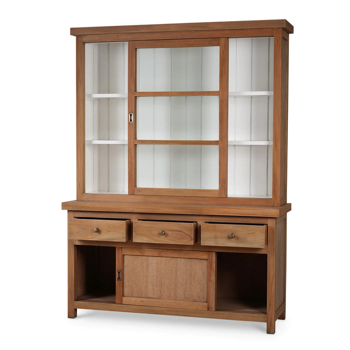 Bramble - Madrone Sliding Door Display Cabinet w/ 3 Drawers - BR-28220 - GreatFurnitureDeal