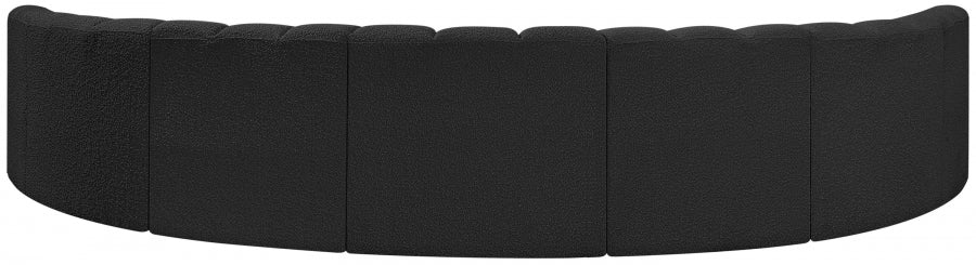 Meridian Furniture - Arc Boucle Leather 7 Piece Modular Sectional in Black - 102Black-S7B