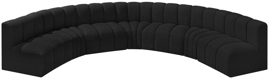 Meridian Furniture - Arc Boucle Leather 7 Piece Modular Sectional in Black - 102Black-S7B