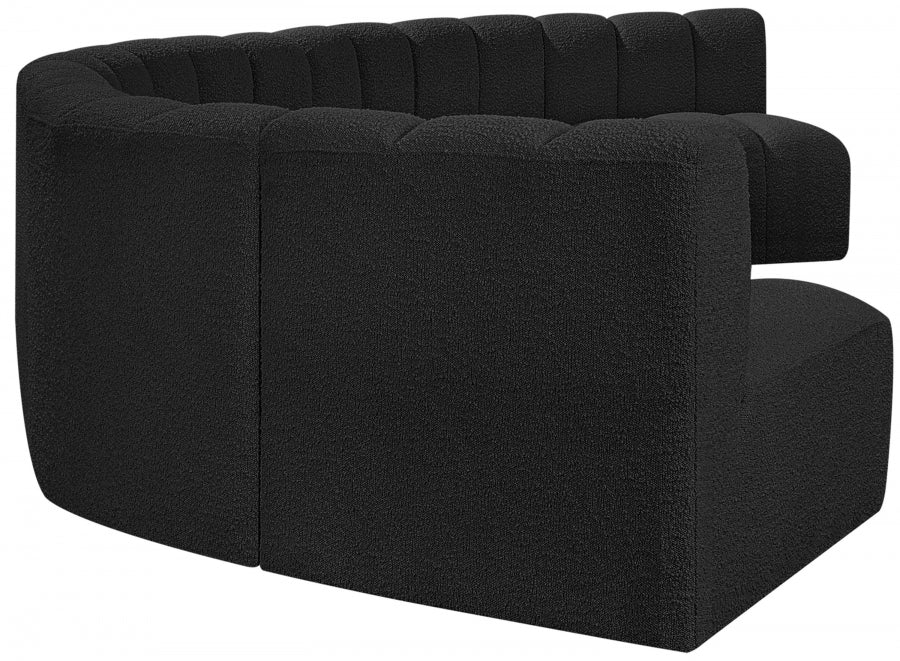 Meridian Furniture - Arc Boucle Leather 7 Piece Modular Sectional in Black - 102Black-S7B