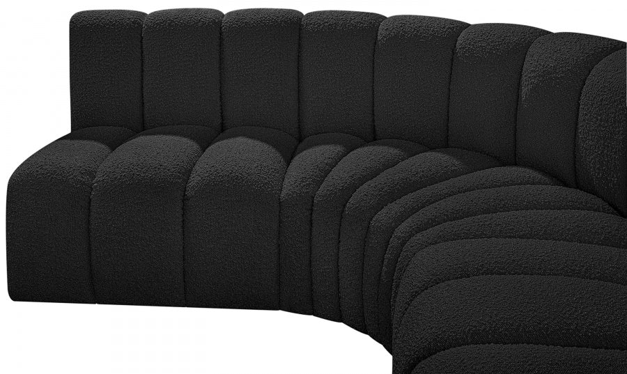 Meridian Furniture - Arc Boucle Leather 7 Piece Modular Sectional in Black - 102Black-S7B