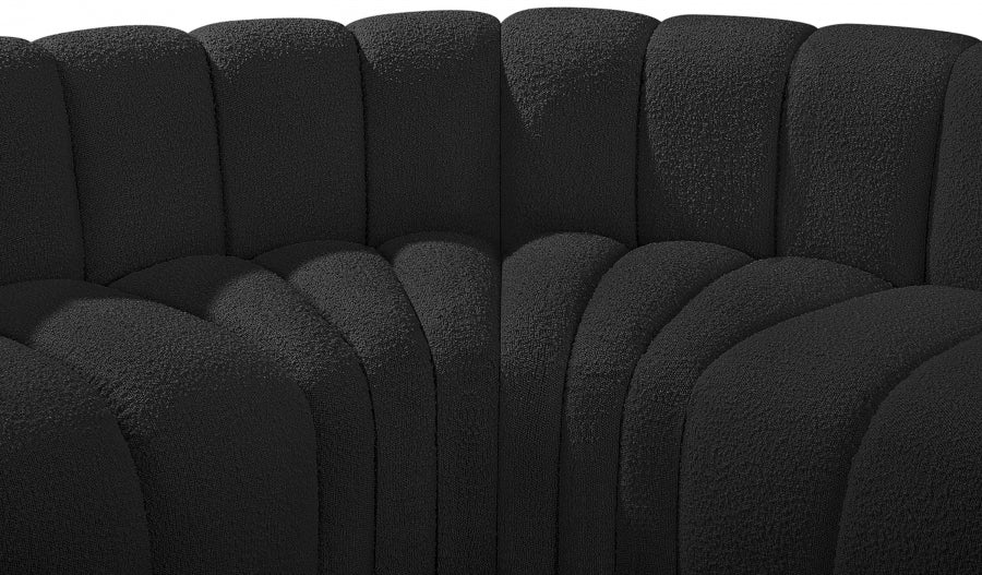 Meridian Furniture - Arc Boucle Leather 7 Piece Modular Sectional in Black - 102Black-S7B